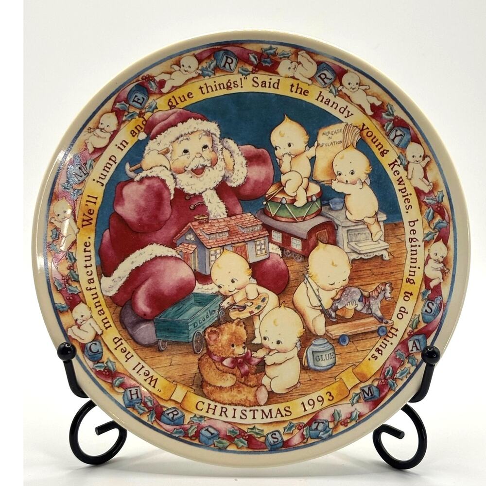 VTG 1993 Enesco/Jesco Rose O'Neill Kewpie Doll Santa Toy Shop Collectible Plate